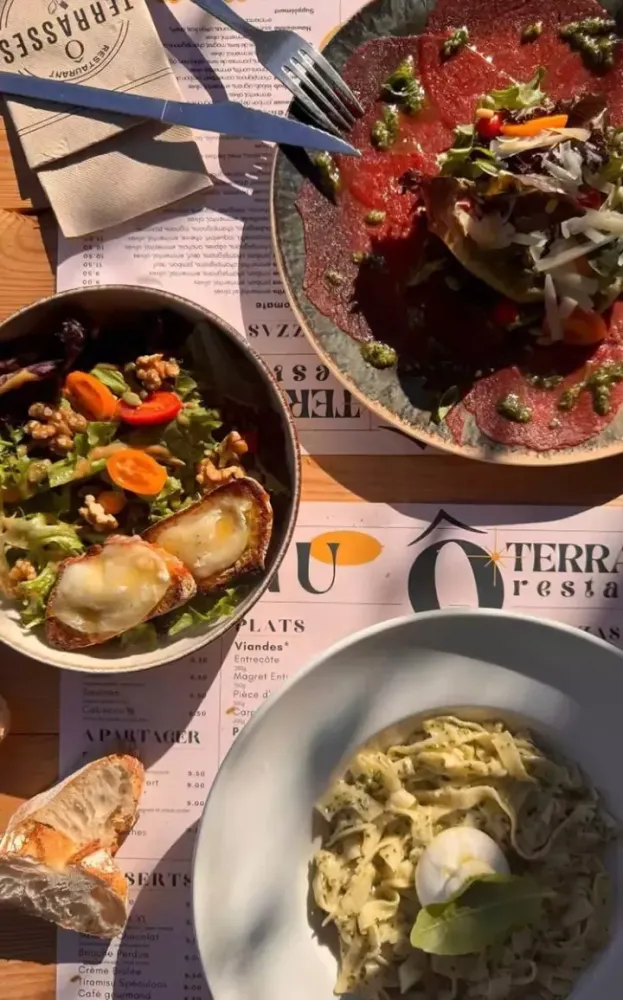 tagliatelles et carpaccio